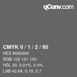 カラーコード: CMYK 0 / 1 / 2 / 60 | qconv.com