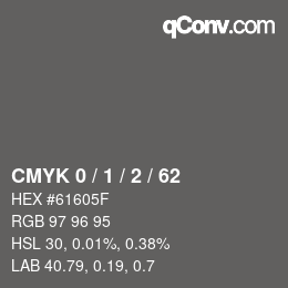 颜色代码: CMYK 0 / 1 / 2 / 62 | qconv.com