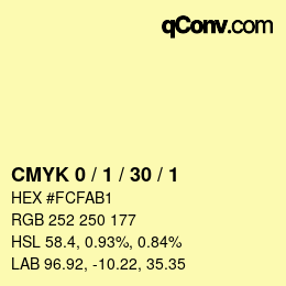 カラーコード: CMYK 0 / 1 / 30 / 1 | qconv.com