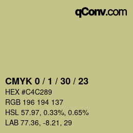 Farbcode: CMYK 0 / 1 / 30 / 23 | qconv.com