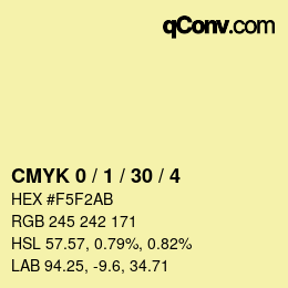 カラーコード: CMYK 0 / 1 / 30 / 4 | qconv.com