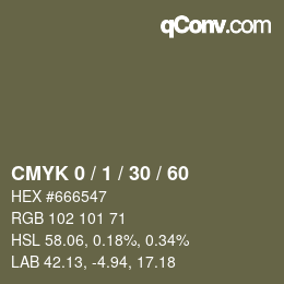 カラーコード: CMYK 0 / 1 / 30 / 60 | qconv.com