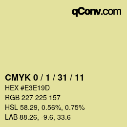 カラーコード: CMYK 0 / 1 / 31 / 11 | qconv.com