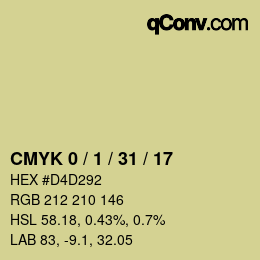 カラーコード: CMYK 0 / 1 / 31 / 17 | qconv.com
