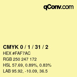 Color code: CMYK 0 / 1 / 31 / 2 | qconv.com