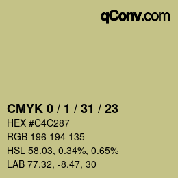 カラーコード: CMYK 0 / 1 / 31 / 23 | qconv.com