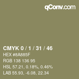 カラーコード: CMYK 0 / 1 / 31 / 46 | qconv.com