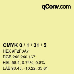 カラーコード: CMYK 0 / 1 / 31 / 5 | qconv.com