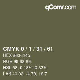 カラーコード: CMYK 0 / 1 / 31 / 61 | qconv.com