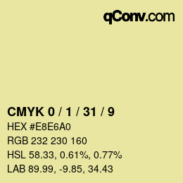 カラーコード: CMYK 0 / 1 / 31 / 9 | qconv.com