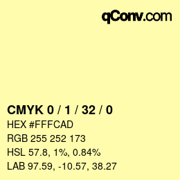 Código de color: CMYK 0 / 1 / 32 / 0 | qconv.com