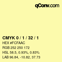 Color code: CMYK 0 / 1 / 32 / 1 | qconv.com