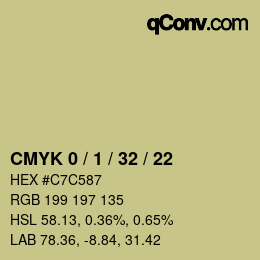カラーコード: CMYK 0 / 1 / 32 / 22 | qconv.com