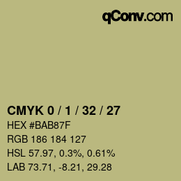 颜色代码: CMYK 0 / 1 / 32 / 27 | qconv.com