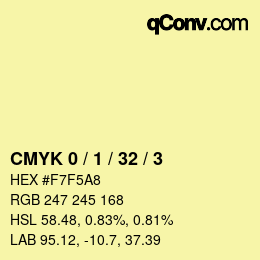 Farbcode: CMYK 0 / 1 / 32 / 3 | qconv.com