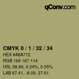 Farbcode: CMYK 0 / 1 / 32 / 34 | qconv.com