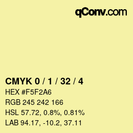 Color code: CMYK 0 / 1 / 32 / 4 | qconv.com