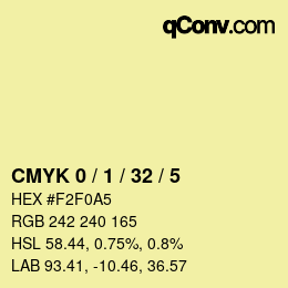 カラーコード: CMYK 0 / 1 / 32 / 5 | qconv.com