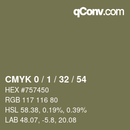 カラーコード: CMYK 0 / 1 / 32 / 54 | qconv.com