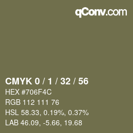 カラーコード: CMYK 0 / 1 / 32 / 56 | qconv.com
