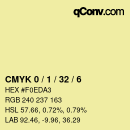 カラーコード: CMYK 0 / 1 / 32 / 6 | qconv.com