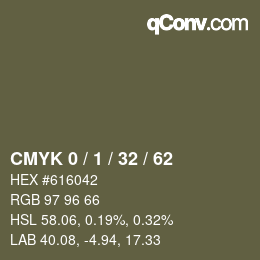 カラーコード: CMYK 0 / 1 / 32 / 62 | qconv.com