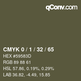 颜色代码: CMYK 0 / 1 / 32 / 65 | qconv.com