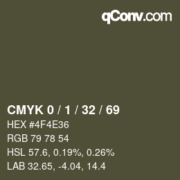 カラーコード: CMYK 0 / 1 / 32 / 69 | qconv.com