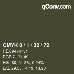 カラーコード: CMYK 0 / 1 / 32 / 72 | qconv.com