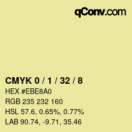 Code couleur: CMYK 0 / 1 / 32 / 8 | qconv.com