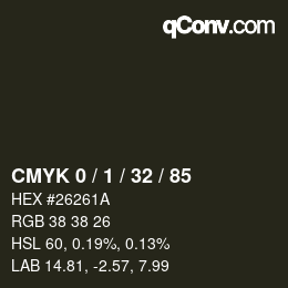 カラーコード: CMYK 0 / 1 / 32 / 85 | qconv.com