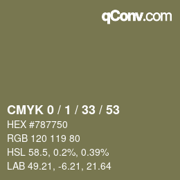 カラーコード: CMYK 0 / 1 / 33 / 53 | qconv.com