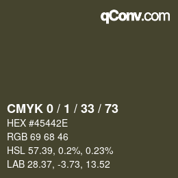 カラーコード: CMYK 0 / 1 / 33 / 73 | qconv.com