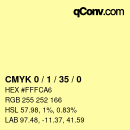 カラーコード: CMYK 0 / 1 / 35 / 0 | qconv.com