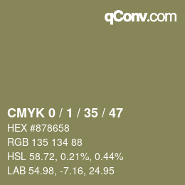 カラーコード: CMYK 0 / 1 / 35 / 47 | qconv.com