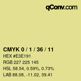 カラーコード: CMYK 0 / 1 / 36 / 11 | qconv.com