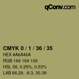Farbcode: CMYK 0 / 1 / 36 / 35 | qconv.com