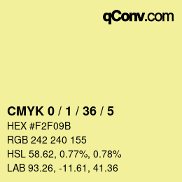 Farbcode: CMYK 0 / 1 / 36 / 5 | qconv.com