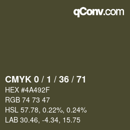 Color code: CMYK 0 / 1 / 36 / 71 | qconv.com