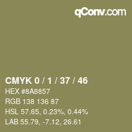 カラーコード: CMYK 0 / 1 / 37 / 46 | qconv.com