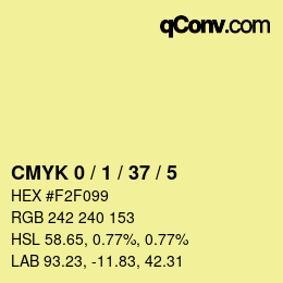 Farbcode: CMYK 0 / 1 / 37 / 5 | qconv.com