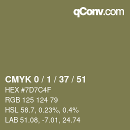 カラーコード: CMYK 0 / 1 / 37 / 51 | qconv.com