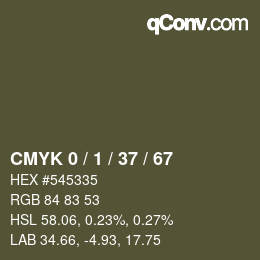 カラーコード: CMYK 0 / 1 / 37 / 67 | qconv.com