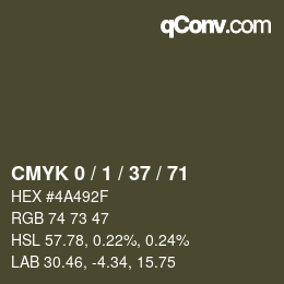 カラーコード: CMYK 0 / 1 / 37 / 71 | qconv.com