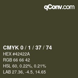 カラーコード: CMYK 0 / 1 / 37 / 74 | qconv.com