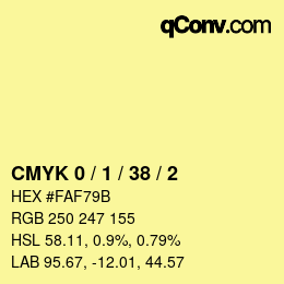 Farbcode: CMYK 0 / 1 / 38 / 2 | qconv.com