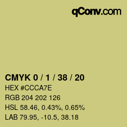 カラーコード: CMYK 0 / 1 / 38 / 20 | qconv.com