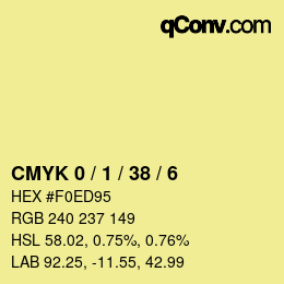 颜色代码: CMYK 0 / 1 / 38 / 6 | qconv.com