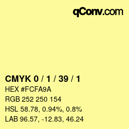 Farbcode: CMYK 0 / 1 / 39 / 1 | qconv.com