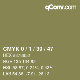 カラーコード: CMYK 0 / 1 / 39 / 47 | qconv.com